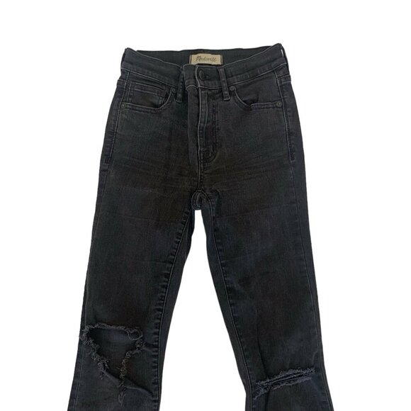 Madewell 9" High Rise Skinny Jeans 24 Distressed Black Slim Y2K Grunge - Picture 2 of 8